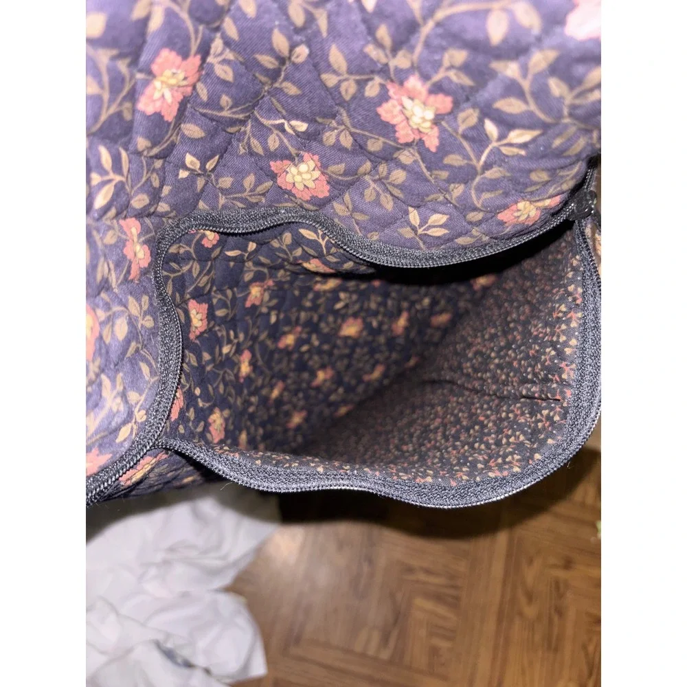 Quilted Floral Garment Bag and Matching Cosmetic Case Set Purple Paisley Travel